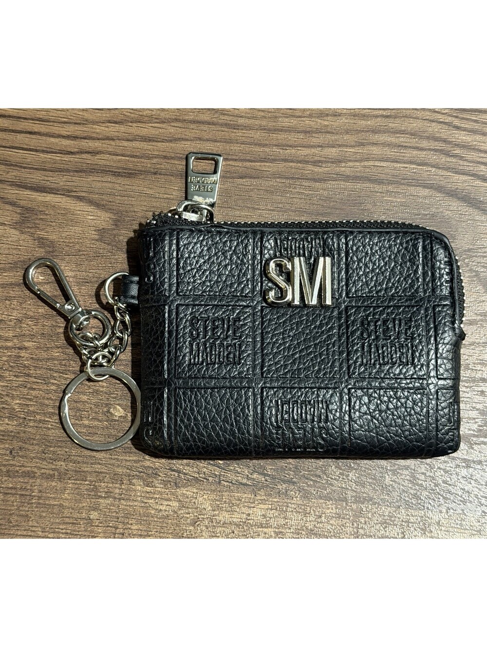 Womens Steve Madden Small Coins Wallet Black/Silver